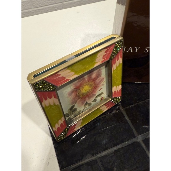 Jay‎ Strongwater Picture Frame Jeweled Floral Enamel Gold Tone Display Decor - Picture 3 of 4